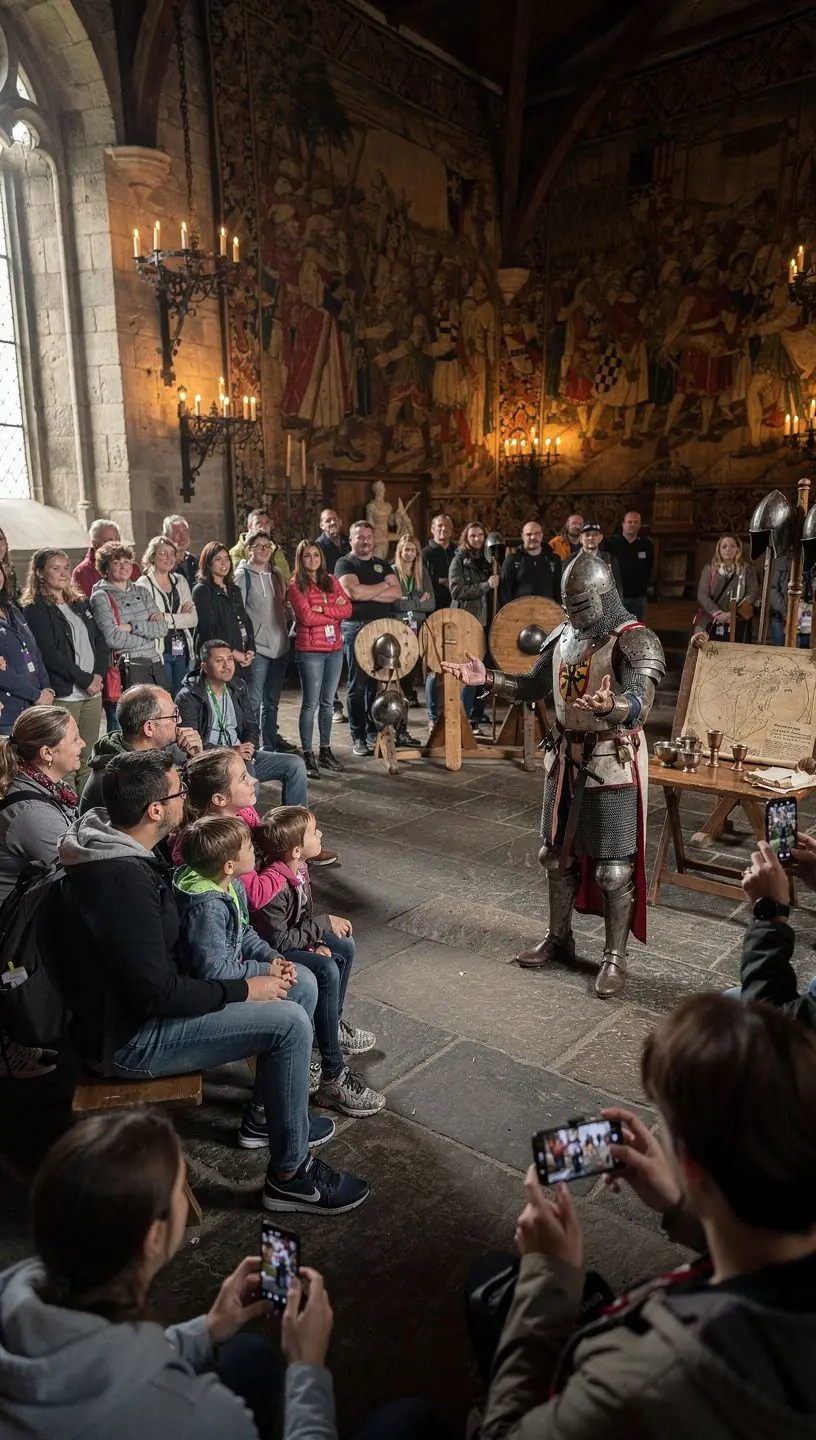 Eine Gruppe von Touristen genießt eine geführte Stadttour durch Berlin.
